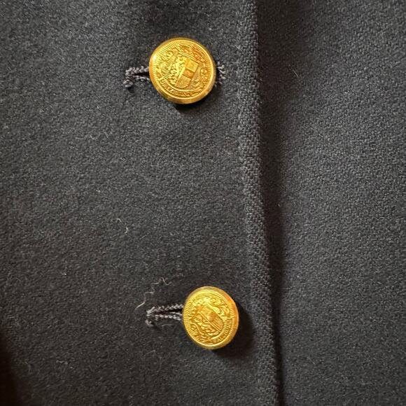 VINTAGE Wool Blazer Size M Navy Blue Academia Preppy Crest Gold School‎ Uniform - Picture 9 of 16